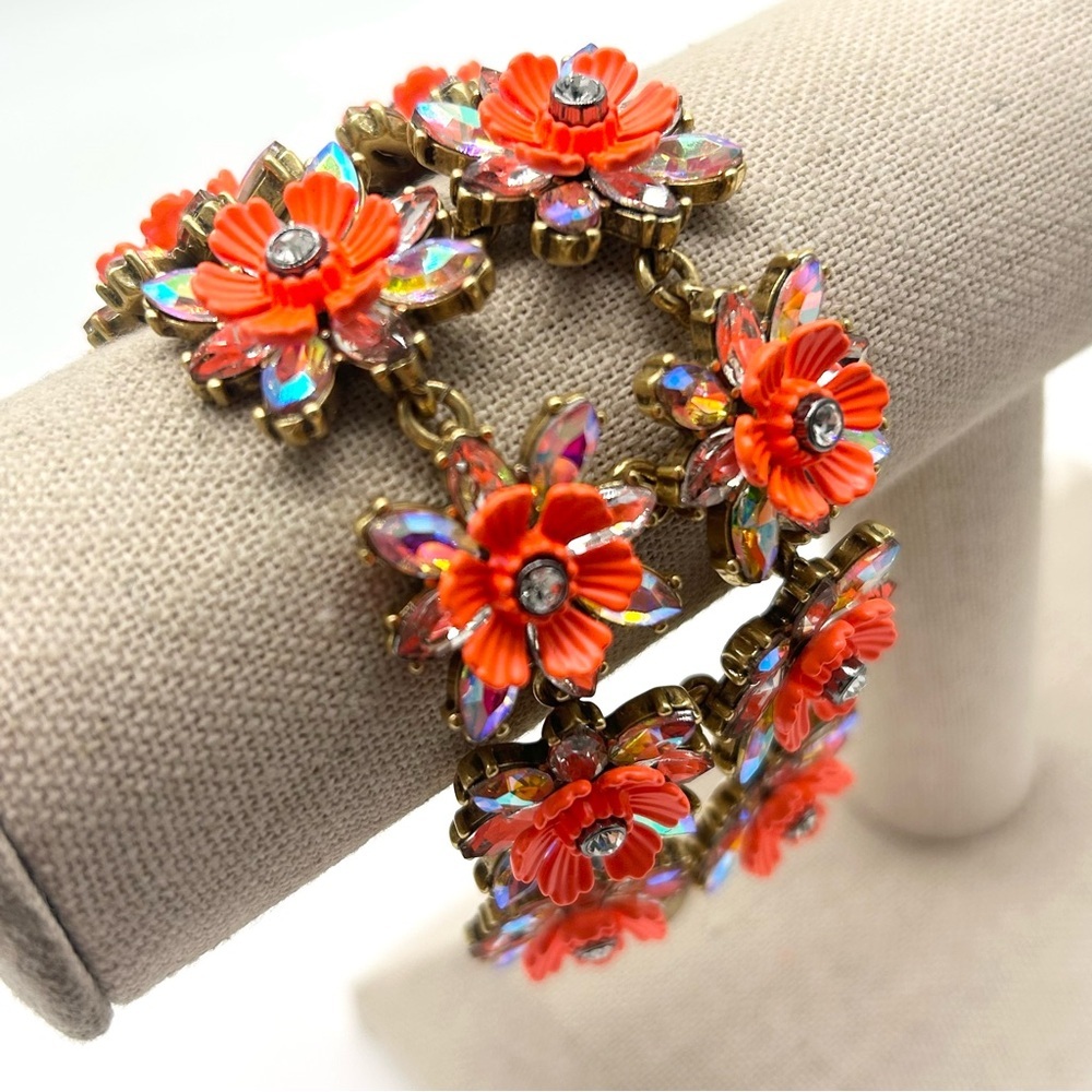 J. Crew Orange Flower Double Row Bracelet